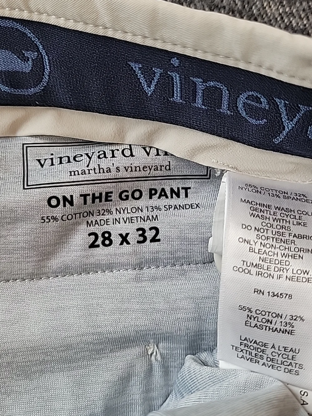 Vineyard Vines On-The-Go Pants Men's 28x32‎ Cream OTG Stretch Chino Performance